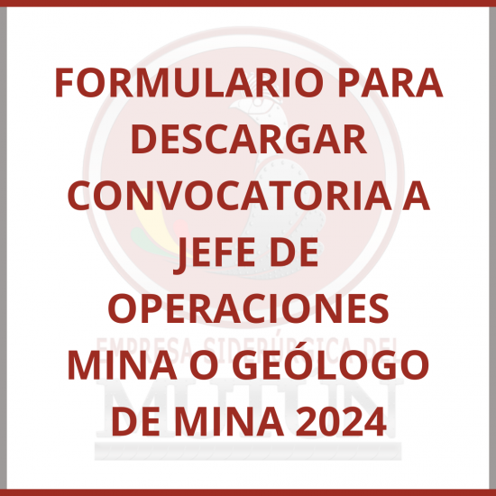 FORMULARIO PARA DESCARGAR CONVOCATORIA A JEFE DE OPERACIONES MINA O GEÓLOGO DE MINA 2024   - Empresa Siderúrgica del Mutún