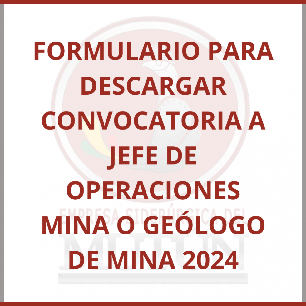 FORMULARIO PARA DESCARGAR CONVOCATORIA A JEFE DE OPERACIONES MINA O GEÓLOGO DE MINA 2024   - Empresa Siderúrgica del Mutún