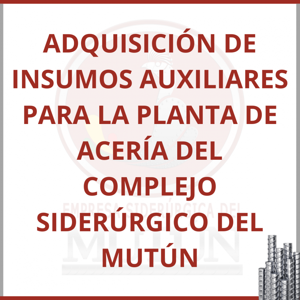 ADQUISICIÓN DE INSUMOS AUXILIARES PARA LA PLANTA DE ACERIA DEL COMPLEJO SIDERÚRGICO DEL MUTÚN  - Empresa Siderúrgica del Mutún