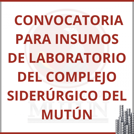 CONVOCATORIA PARA INSUMOS DE LABORATORIO DEL COMPLEJO SIDERÚRGICO DEL MUTÚN   - Empresa Siderúrgica del Mutún