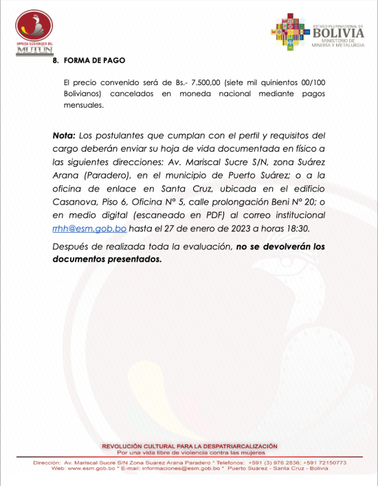 CONVOCATORIA AL CARGO DE AUDITOR 