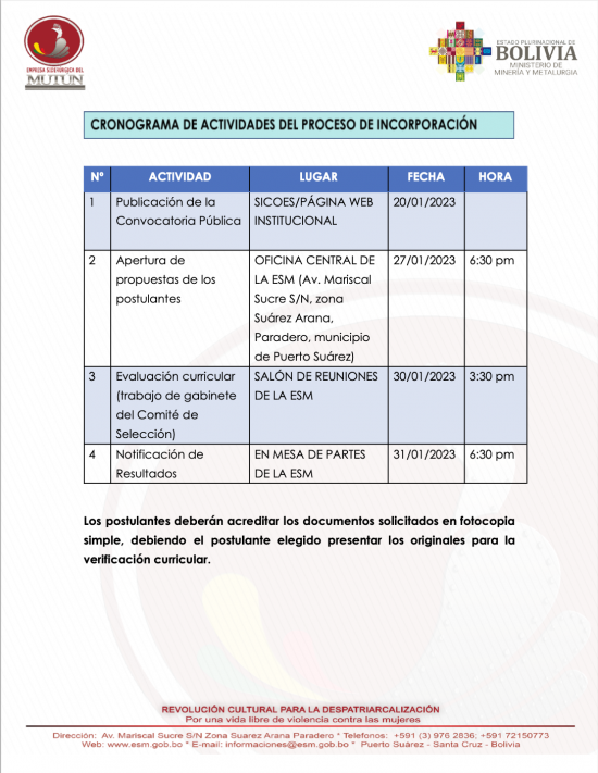 CONVOCATORIA AL CARGO DE AUDITOR 