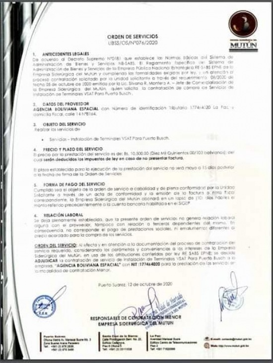 Puerto Busch con internet satelital wifi código aduanero y condiciones para los usuarios e instituciones
